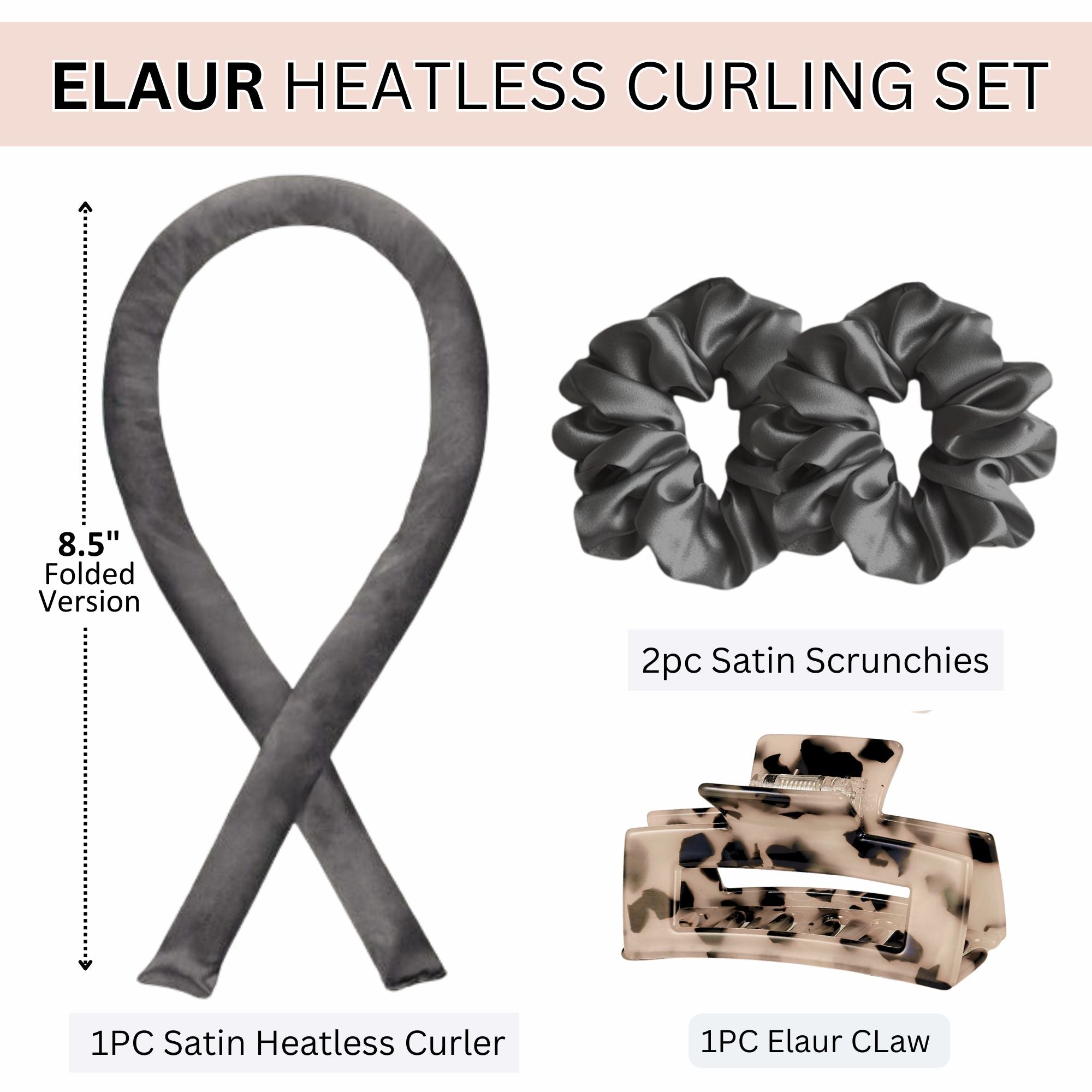 Elaur Satin Heatless Hair Rollers (Black Rose)