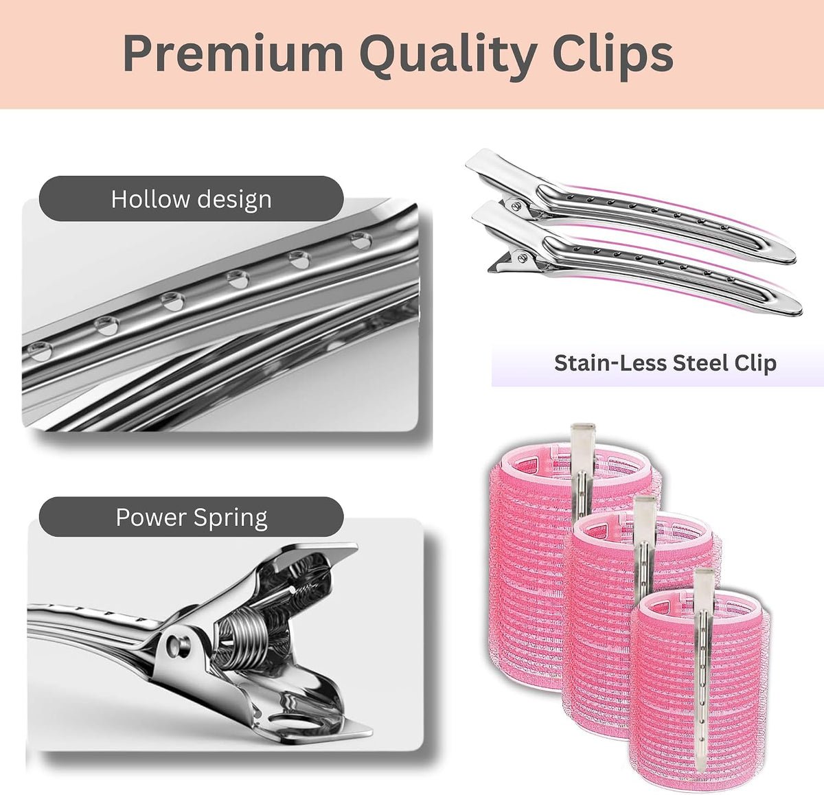ELAUR Self-Grip Hair Rollers & Clips — PinkRose, 30 Pieces — product photo 4