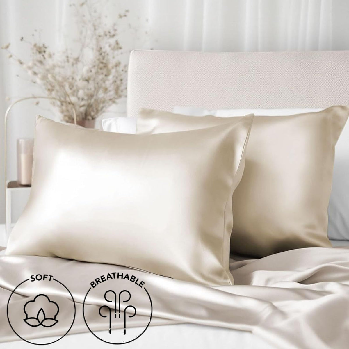 ELAUR Mulberry Silk Pillowcase — Champagne, 1 Piece — product photo 5