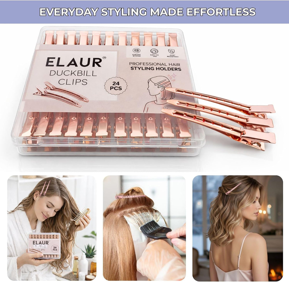 ELAUR Stainless Steel Sectioning Clips — Rose Gold — product photo 2