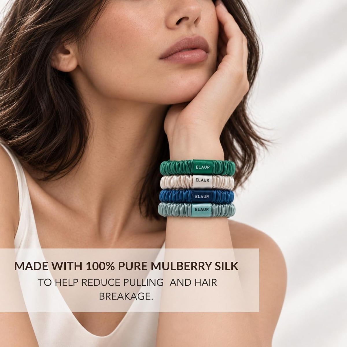 SILKLO 22 momme mulberry silk scrunchies — product photograph