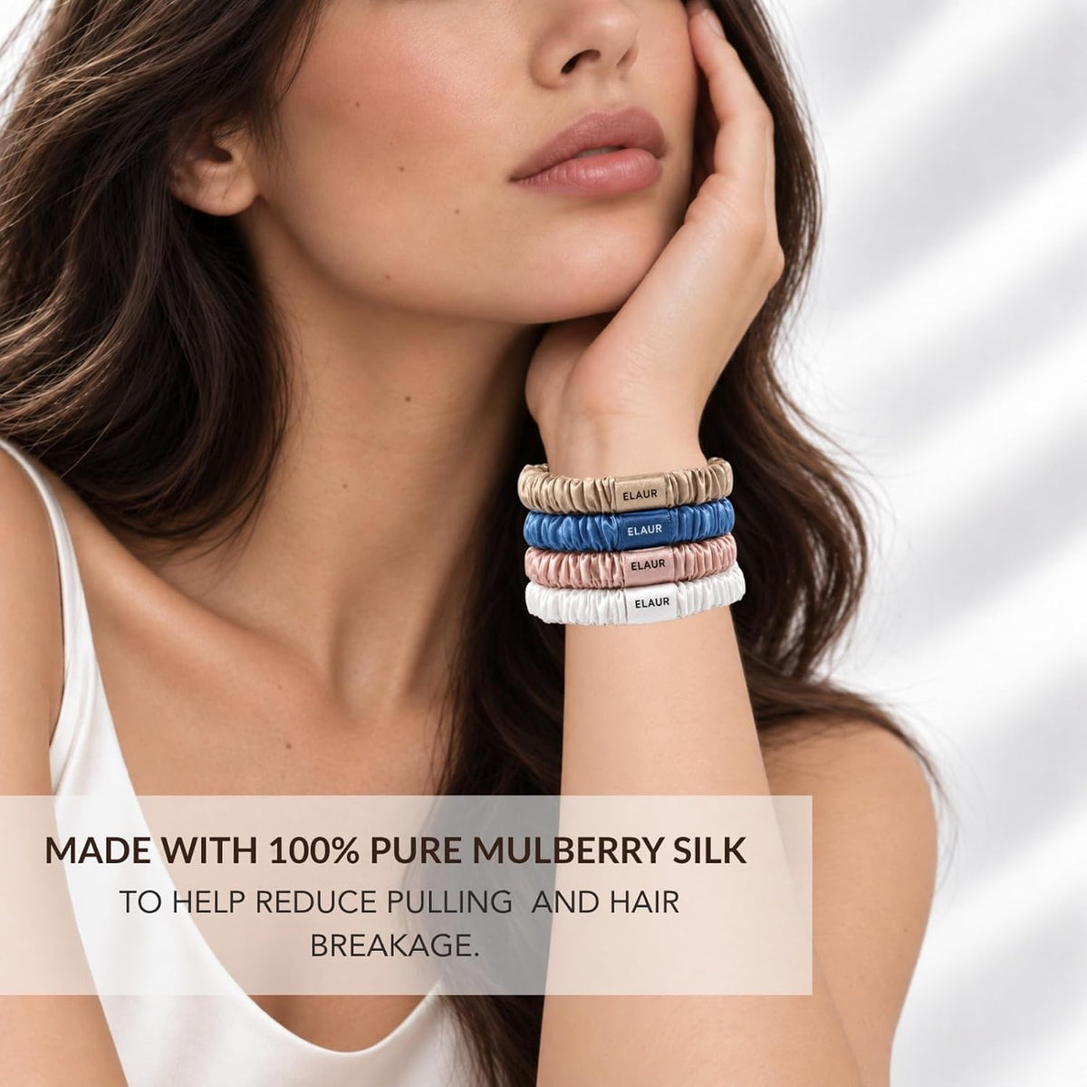 SILKLO 22 momme mulberry silk scrunchies — product photograph