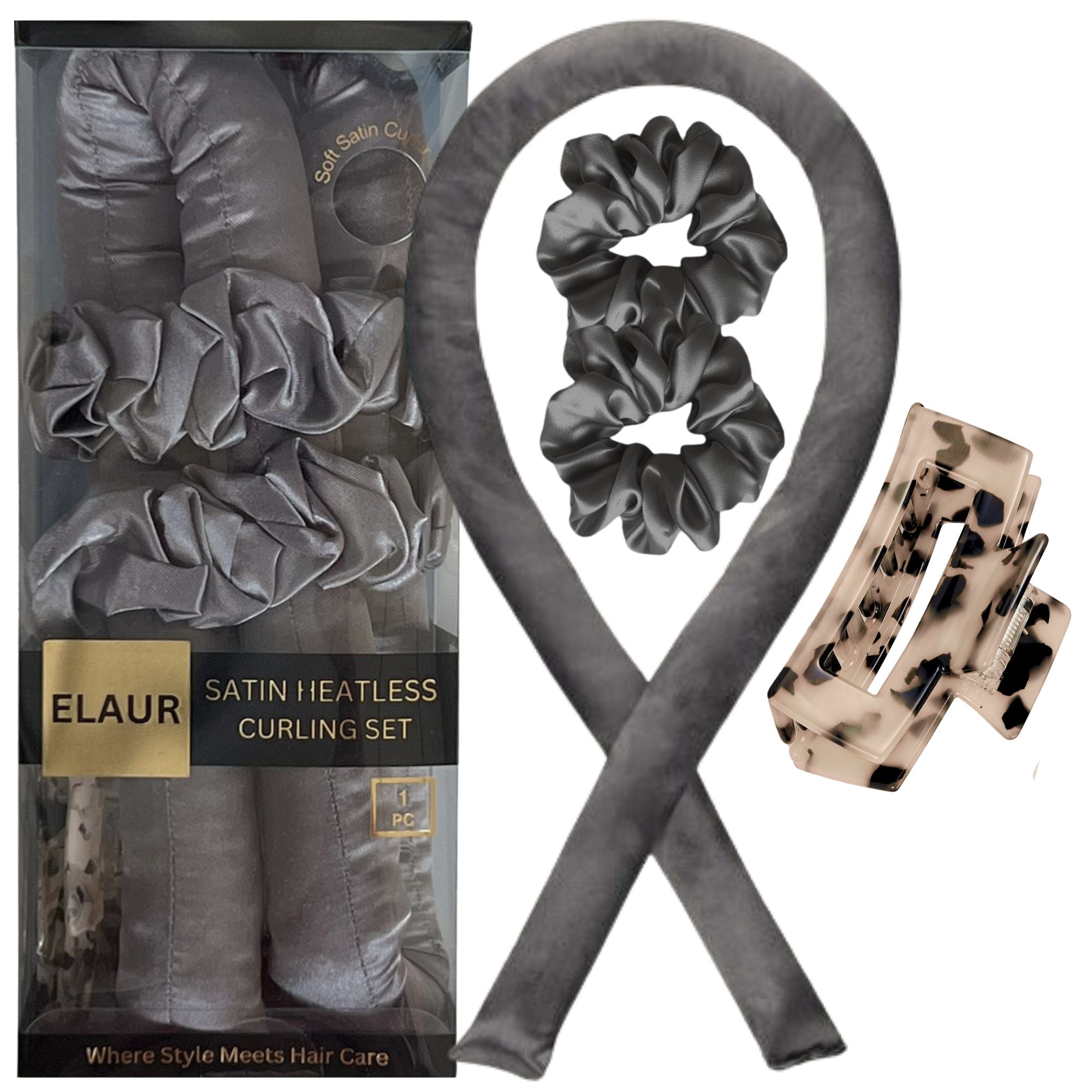Elaur Satin Heatless Hair Rollers (Black Rose)