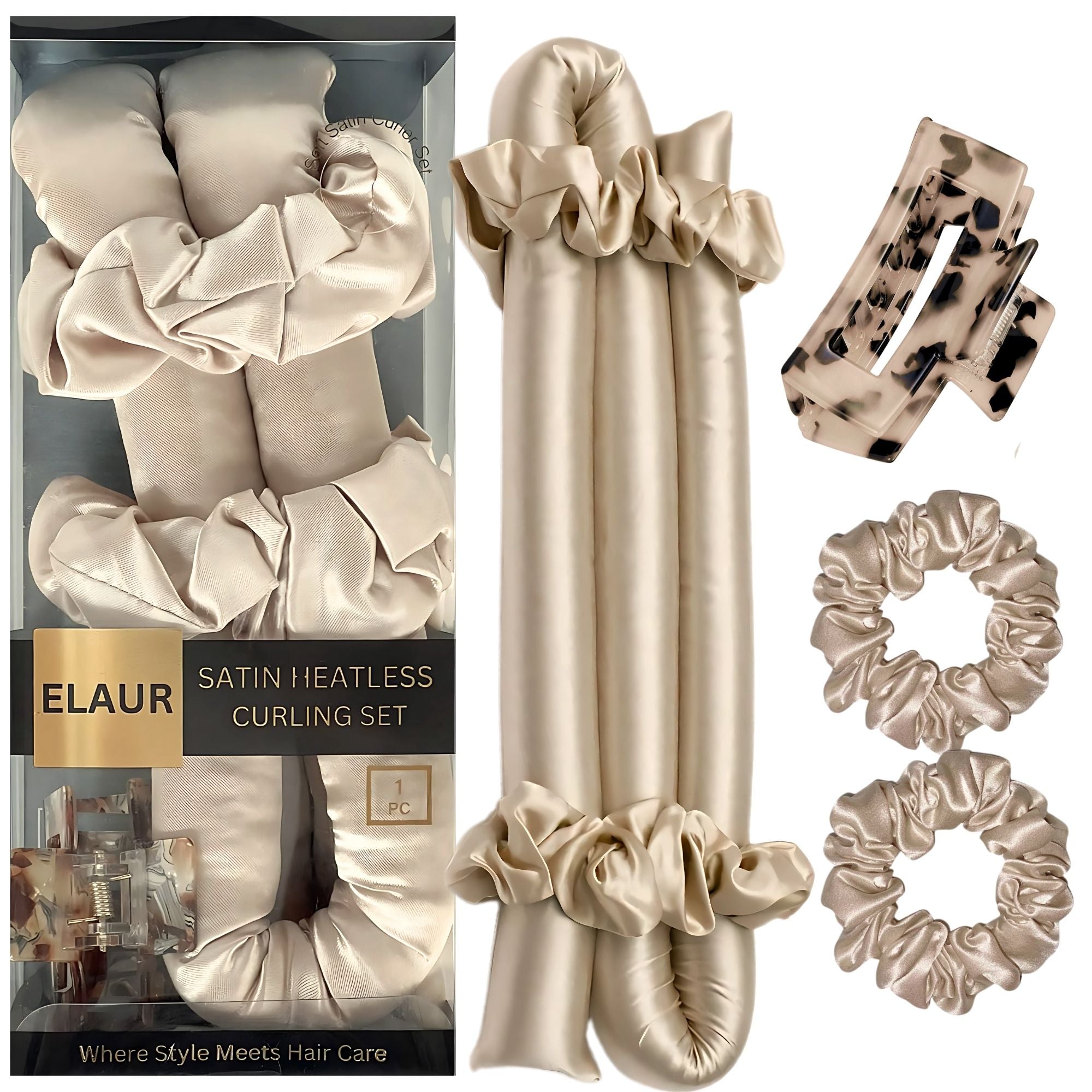 Elaur Satin Heatless Hair Rollers(Champagne)