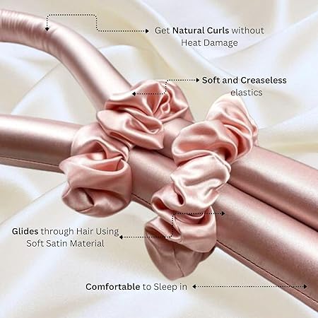 Satin Heatless Hair Rollers (Pink)