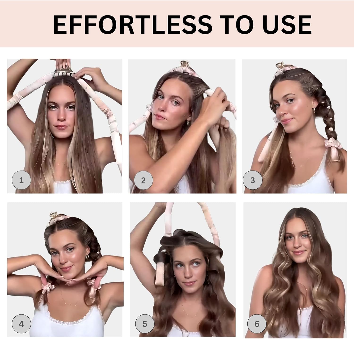 Elaur Satin Heatless Hair Rollers(Champagne)