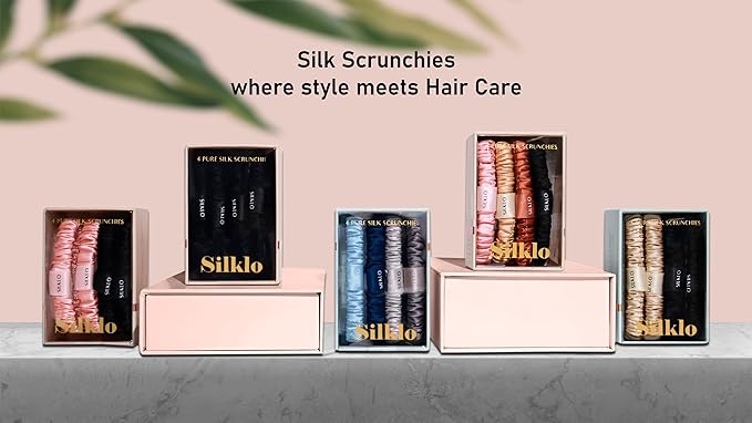 Silklo 100% Pure Silk Scrunchies Elastic Hair Band Hair Accessories