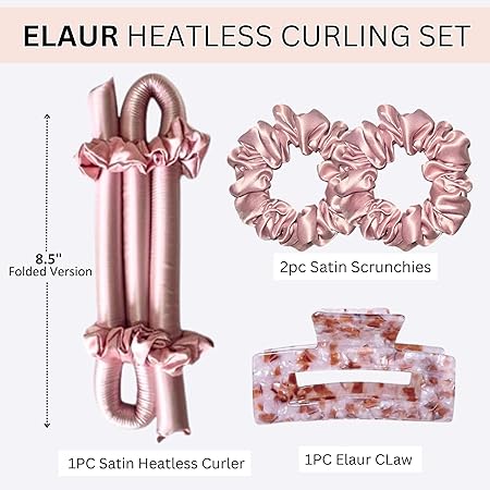 Satin Heatless Hair Rollers (Pink)