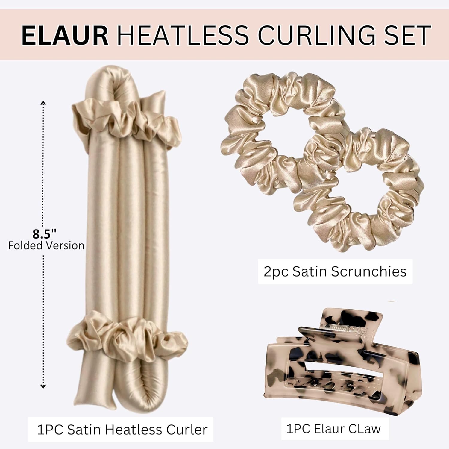 Elaur Satin Heatless Hair Rollers(Champagne)