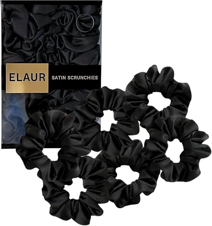 ELAUR Silk Scrunchies Satin for Women (Midnight)