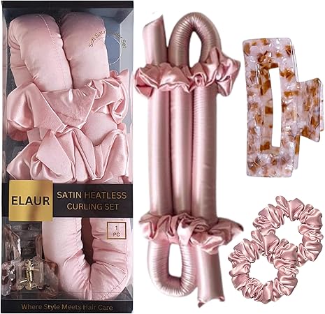 Satin Heatless Hair Rollers (Pink)