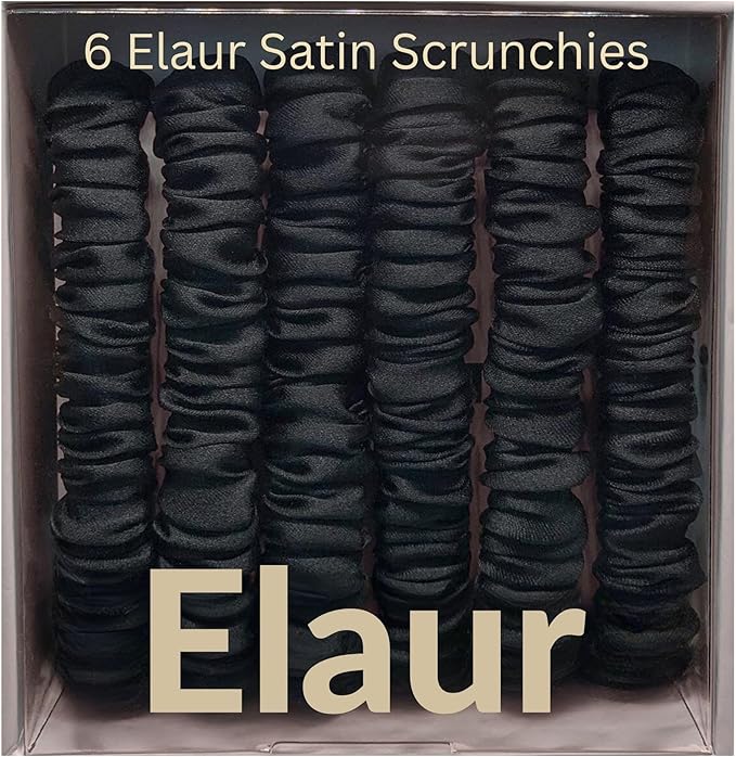 ELAUR Silk Scrunchies Satin for Women (Midnight)