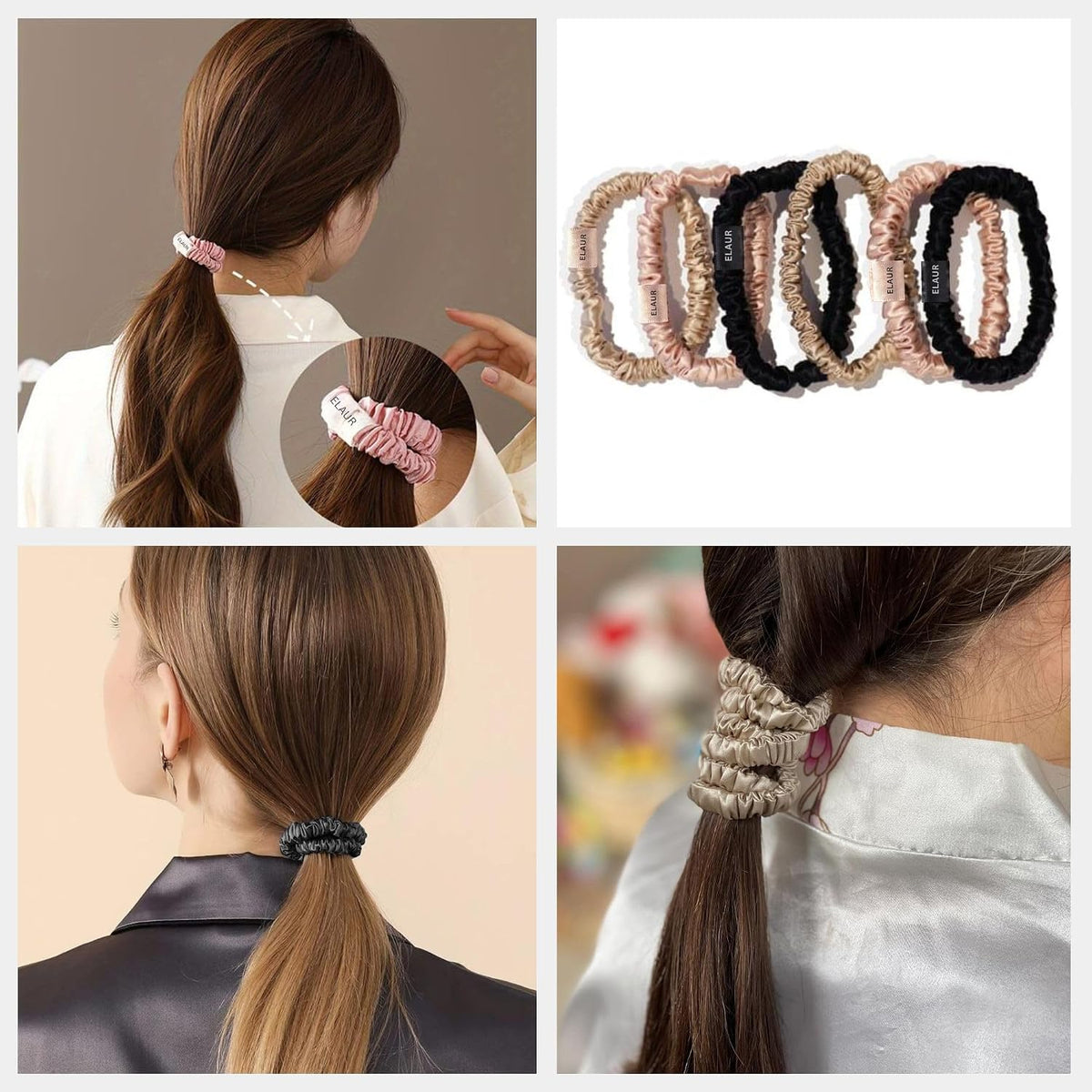 ELAUR Satin Scrunchies — Blush, Pack of 6 — product photo 4