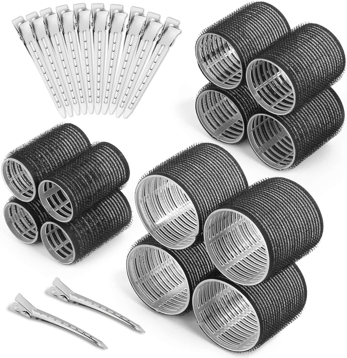 ELAUR Thermal Hair Rollers & Clips — Charcoal, 24 Pieces — product photo 1
