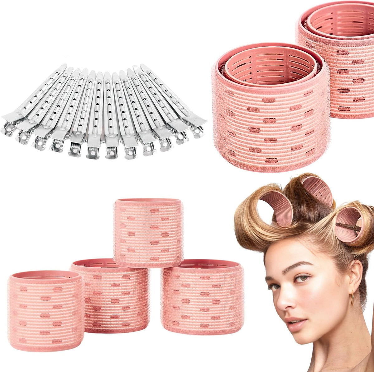 ELAUR Thermal Hair Rollers & Clips — PinkPie, 20 Pieces — product photo 1
