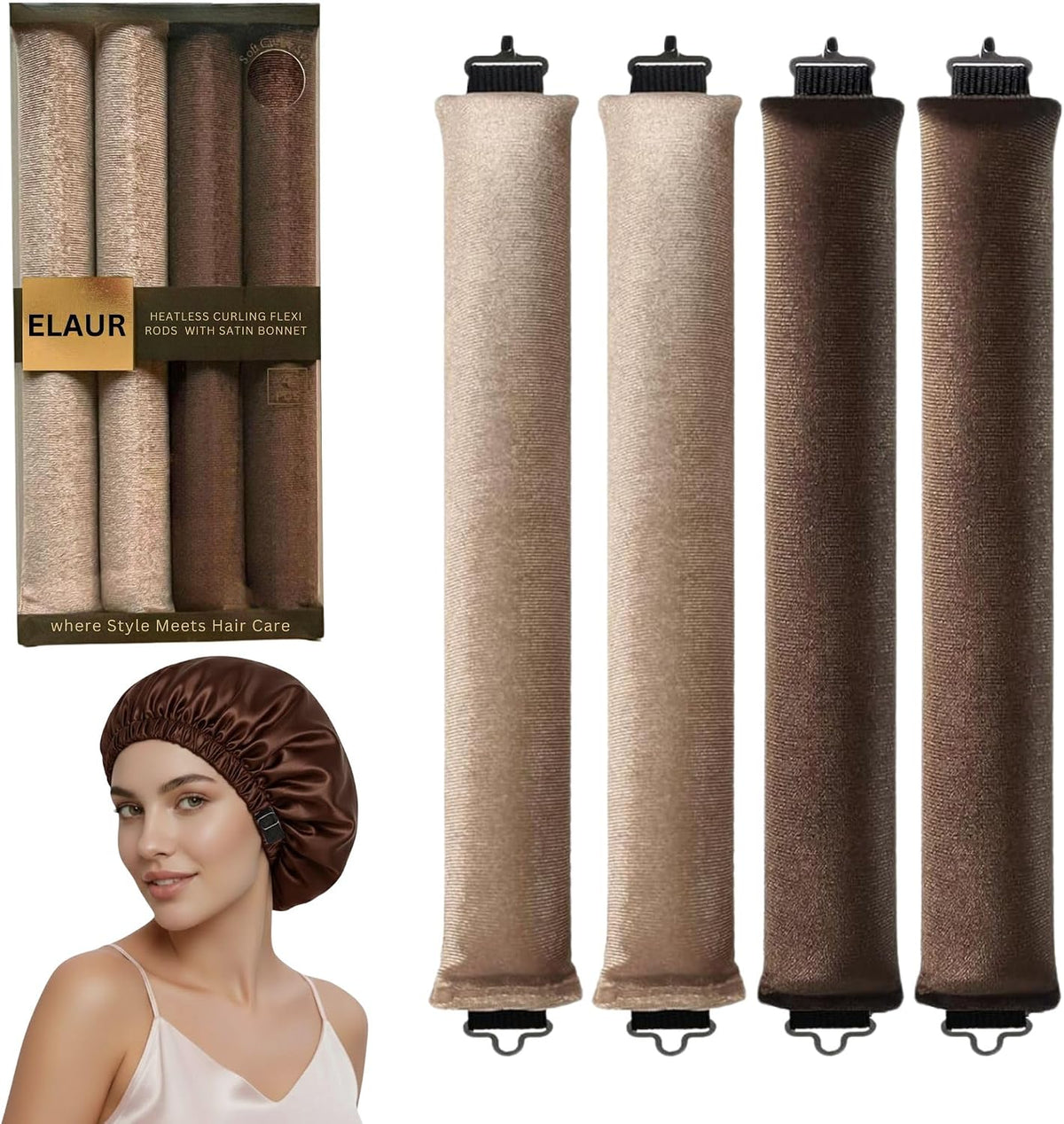 ELAUR Velvet Heatless Curlers — 4 Pieces — product photo 1