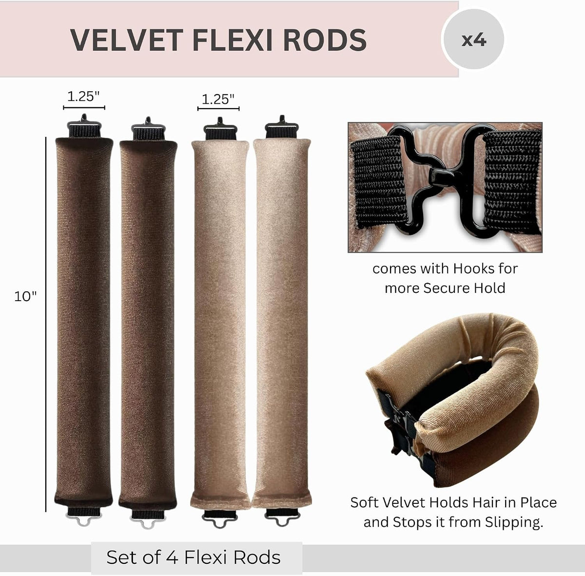 ELAUR Velvet Heatless Curlers — 4 Pieces — product photo 2