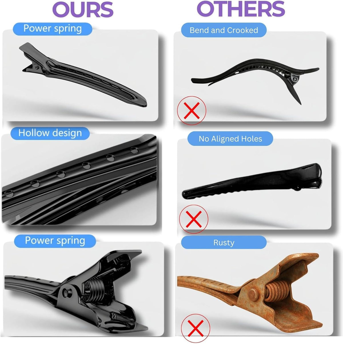 ELAUR Stainless Steel Sectioning Clips — Black — product photo 4