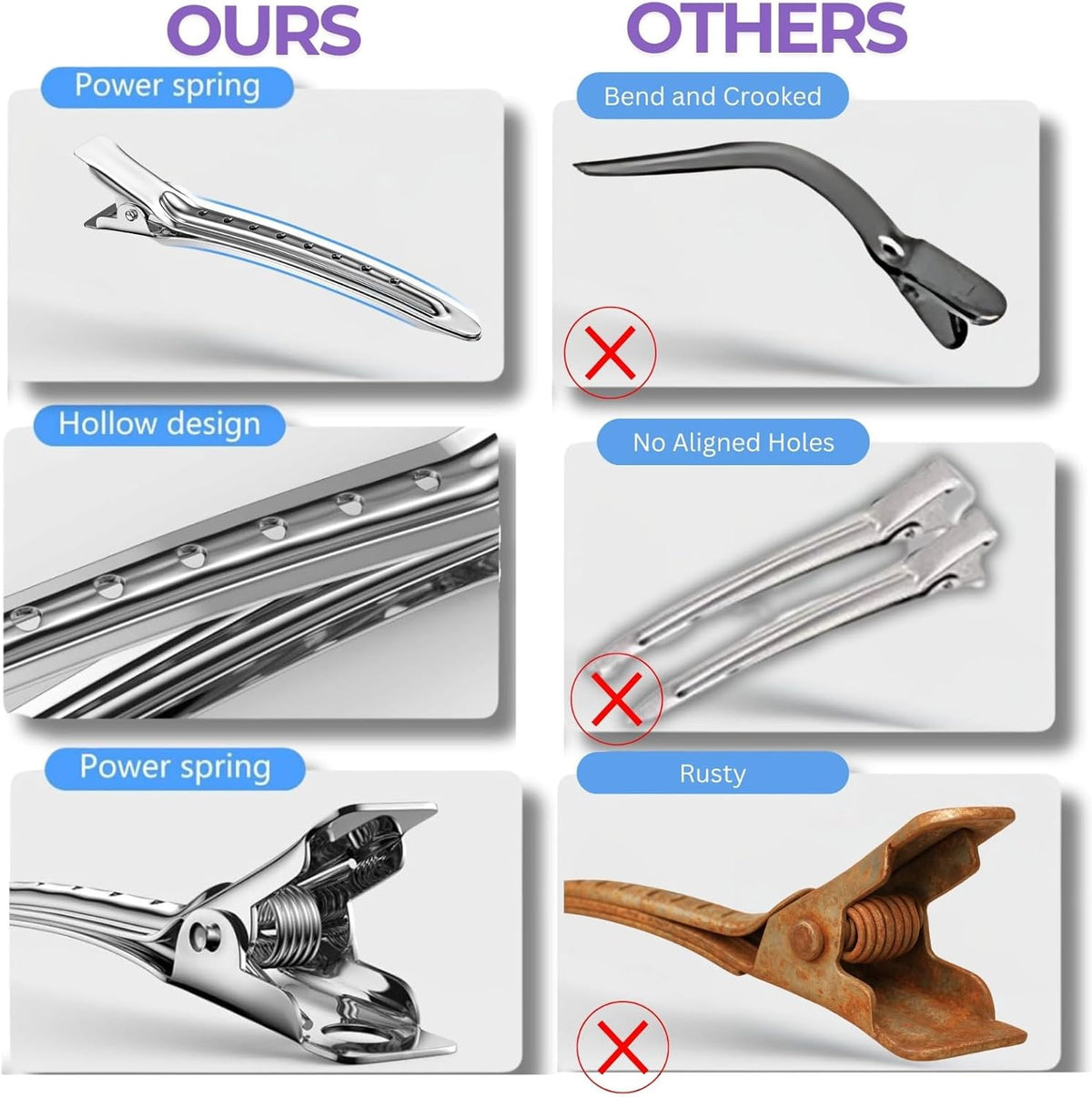 ELAUR Stainless Steel Sectioning Clips — Silver — product photo 3