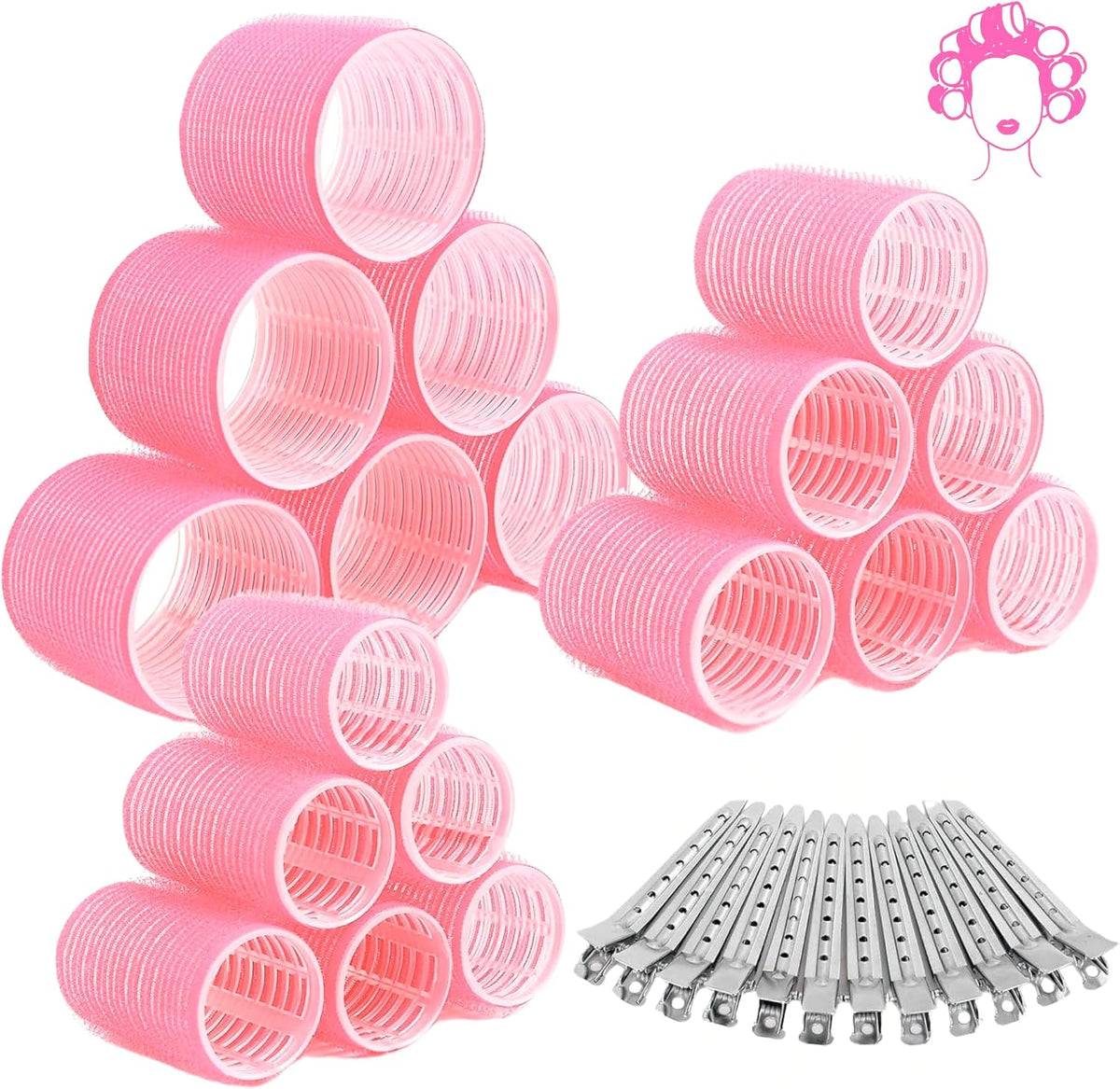 ELAUR Self-Grip Hair Rollers & Clips — PinkRose, 30 Pieces — product photo 1
