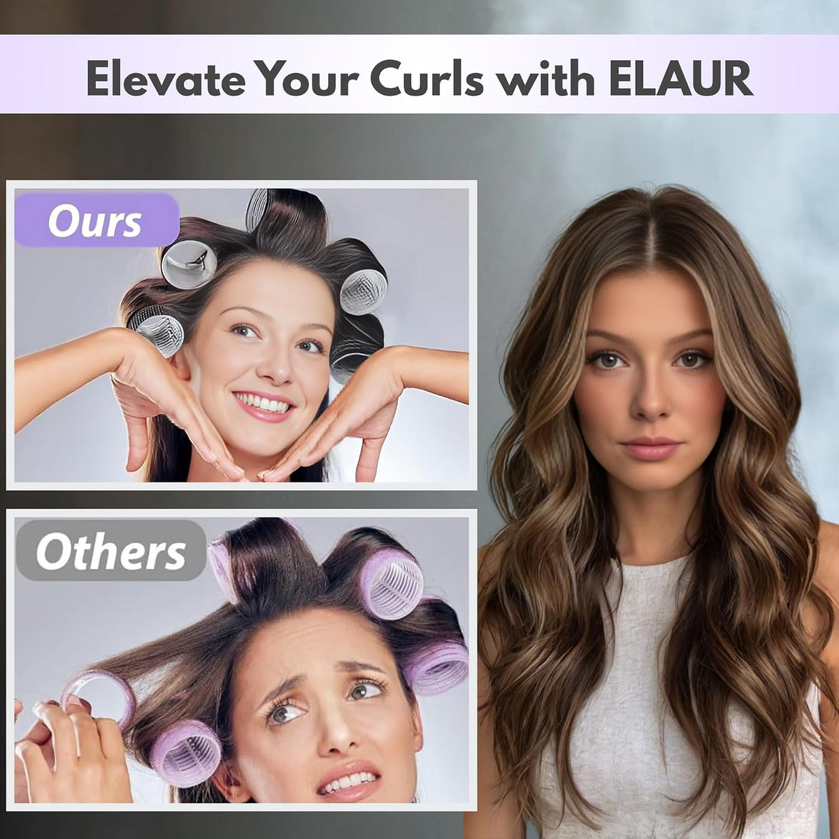 ELAUR Self-Grip Hair Rollers & Clips — PinkRose, 30 Pieces — product photo 5