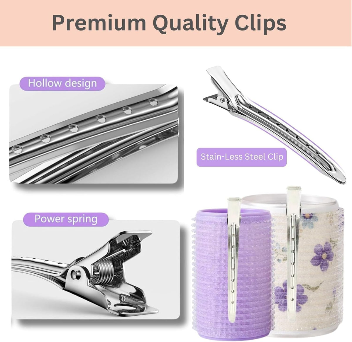 ELAUR Self-Grip Hair Rollers & Clips — Medium & Small, 24 Pieces — product photo 3