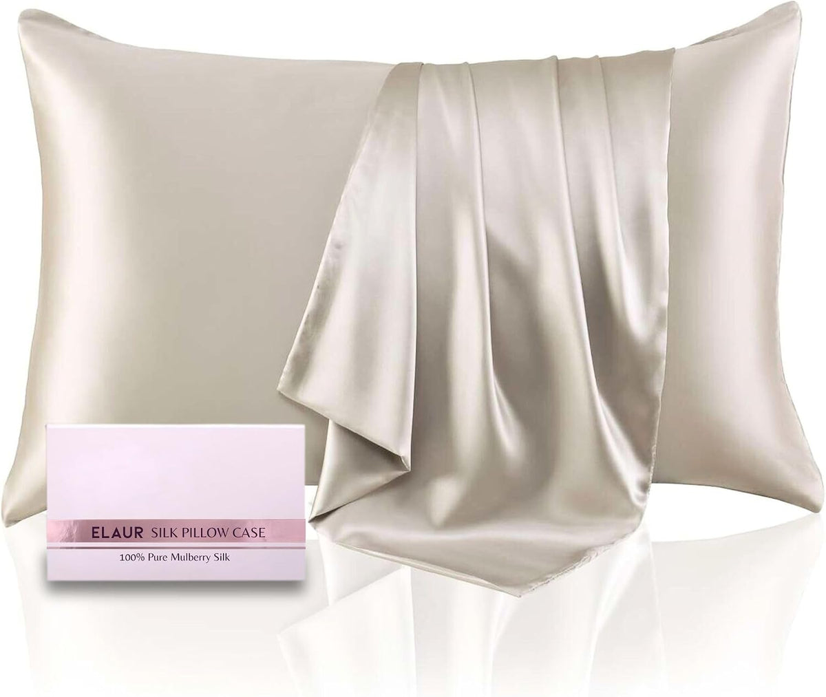 ELAUR Mulberry Silk Pillowcase — Champagne, 1 Piece — product photo 1