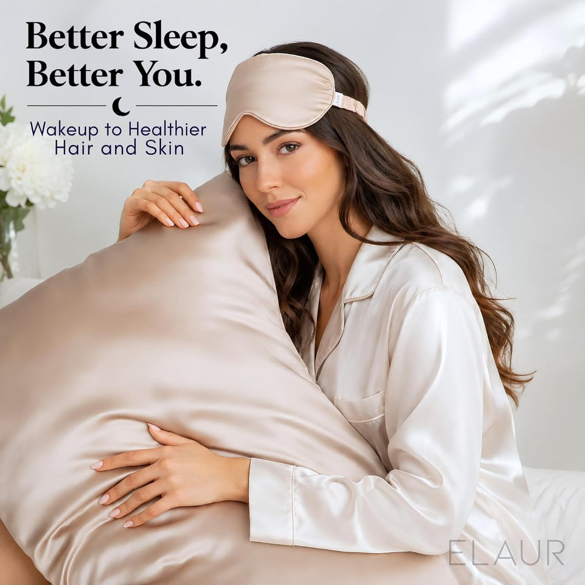 ELAUR Satin Pillowcases — Beige, Pack of 2 — product photo 3