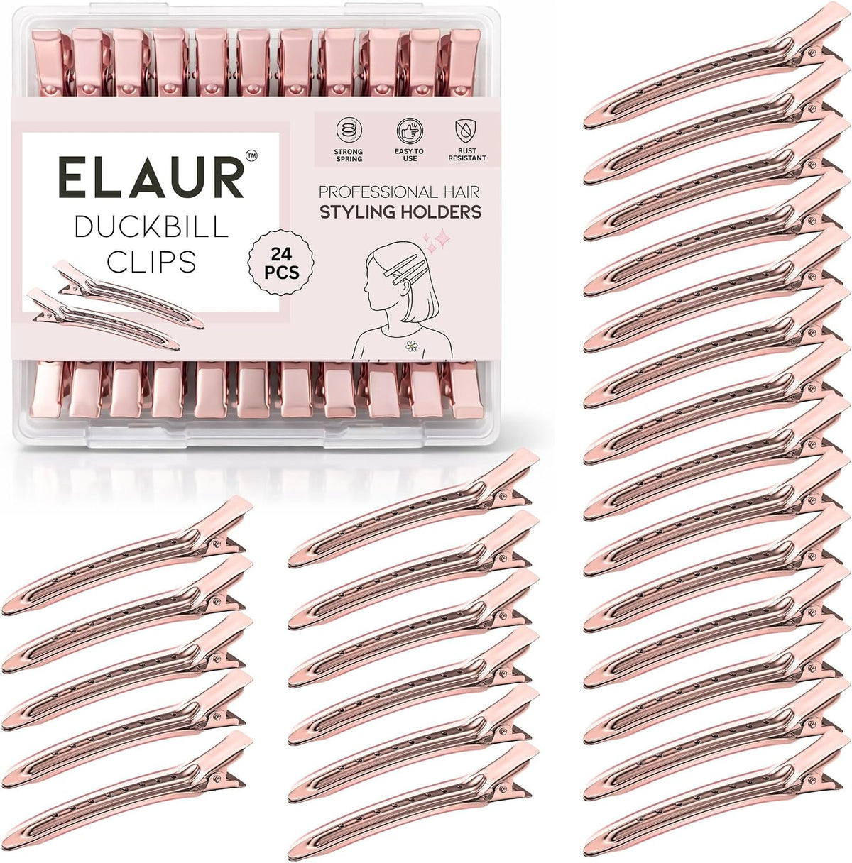 ELAUR Stainless Steel Sectioning Clips — Rose Gold — product photo 1