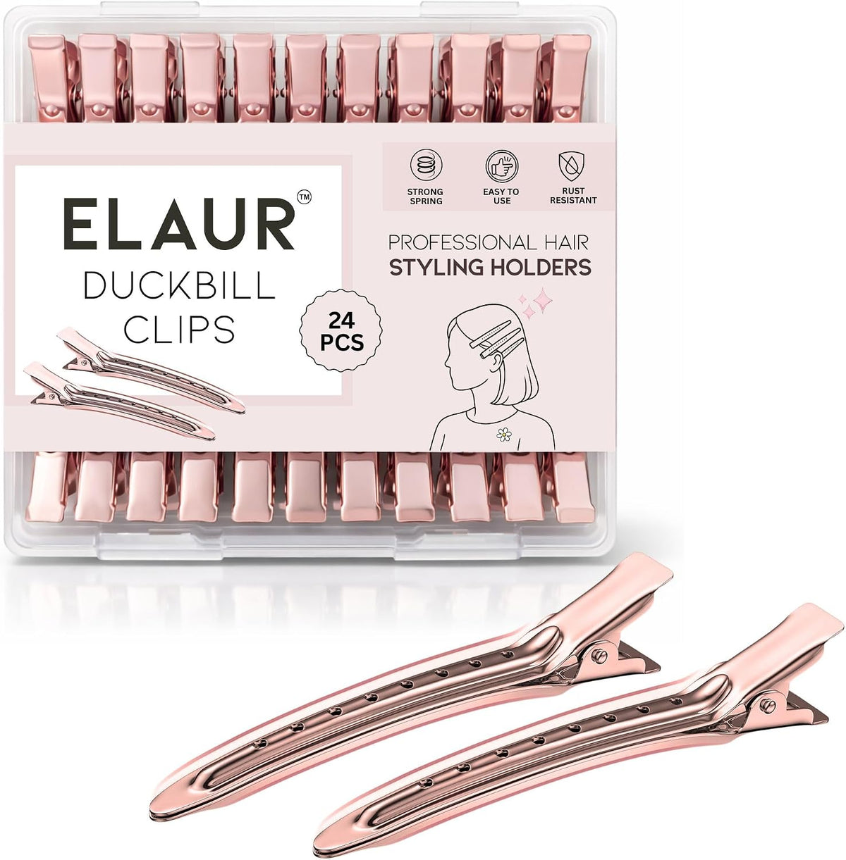 ELAUR Stainless Steel Sectioning Clips — Rose Gold — product photo 4