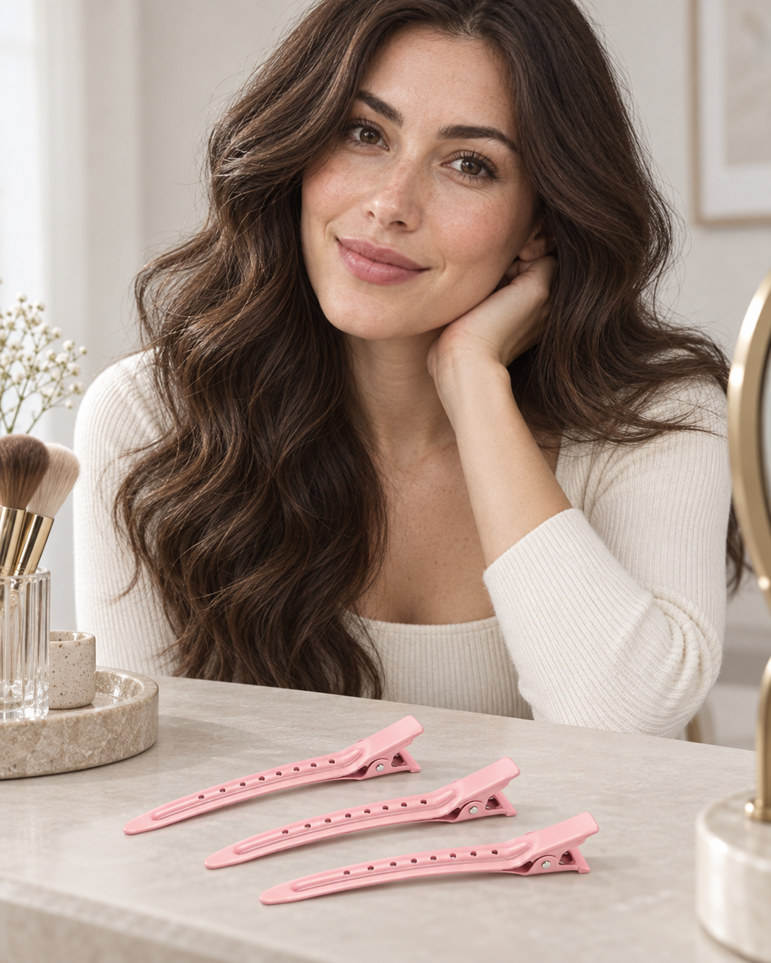 ELAUR lifestyle styling inspiration with Stainless Steel Sectioning Clips — Pink, 24 Pieces