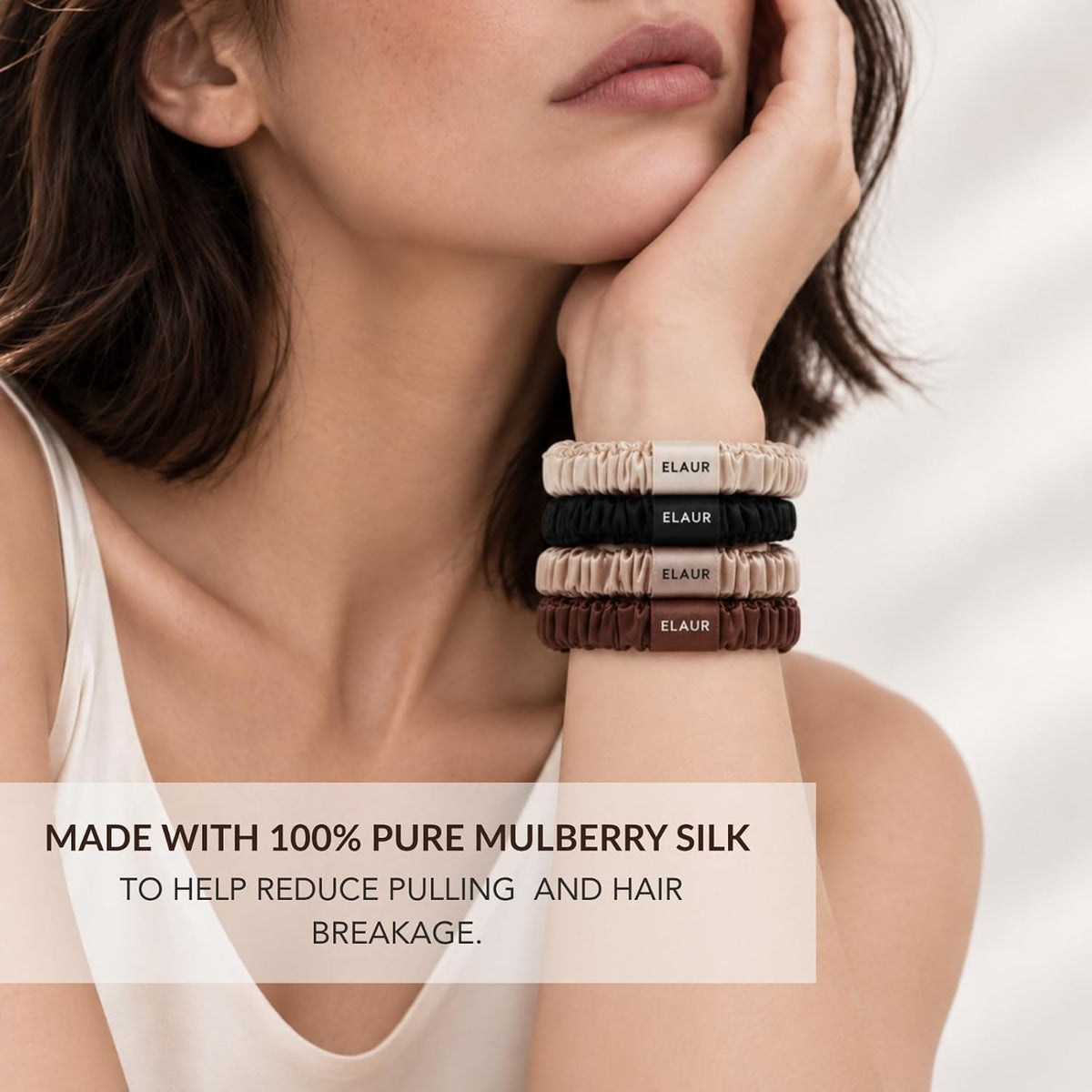 SILKLO 22 momme mulberry silk scrunchies — product photograph