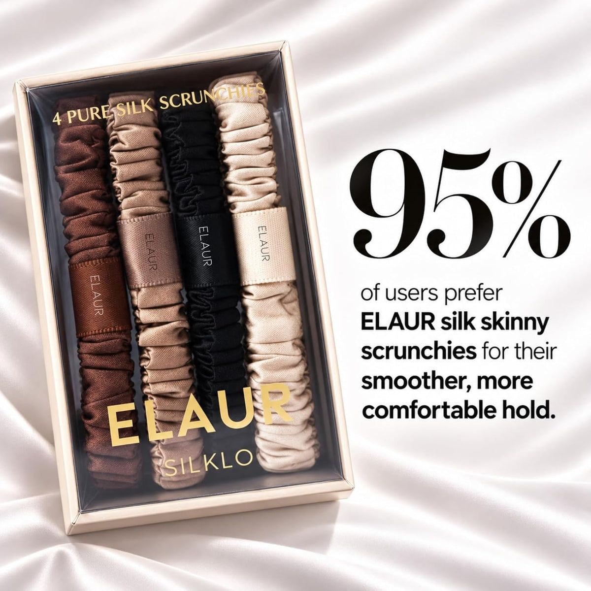 SILKLO 22 momme mulberry silk scrunchies — Amazon product photograph